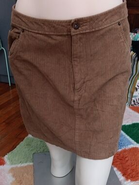 Classic Corduroy A-Line Skirt in Brown